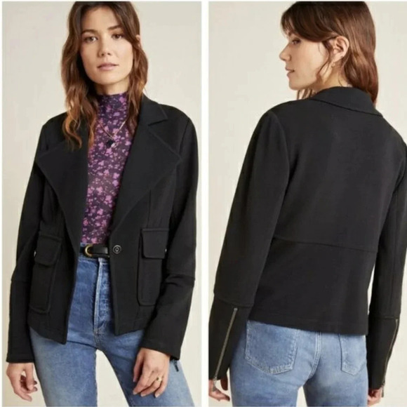 Anthropologie Jackets & Blazers - Anthropologie Blazer Sylvia Surin Ponte Knit Moto Jacket Black  Size Small